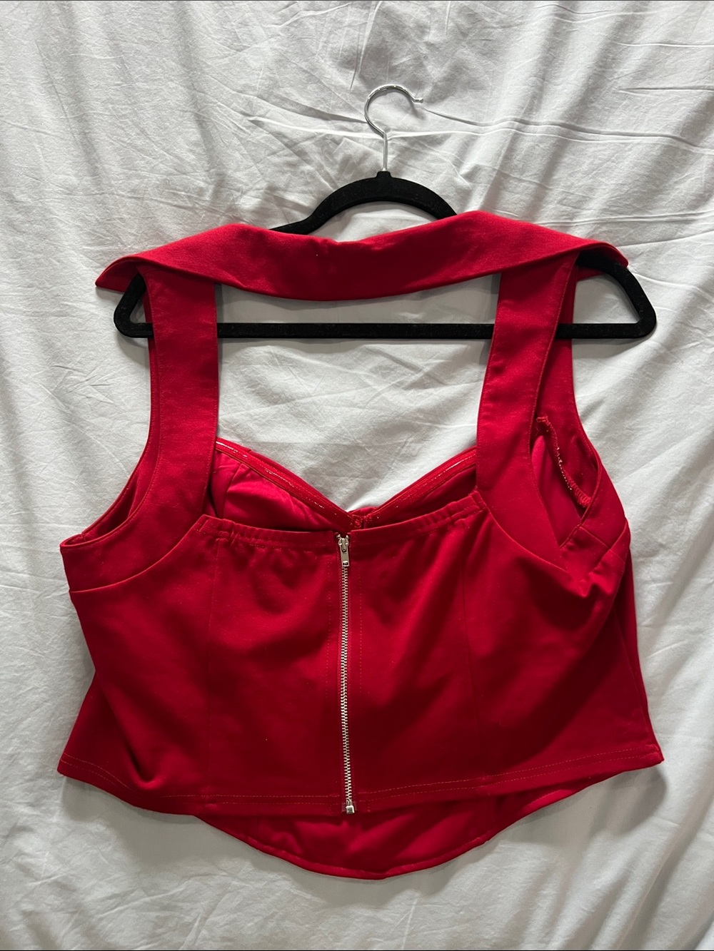 Red Structured Bustier Crop Top - Picture 2 of 2